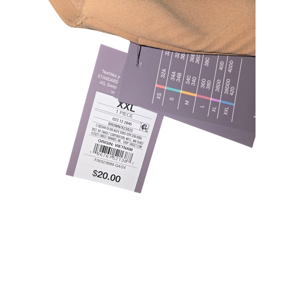 Auden Bonded Microfiber Padded Scoop Bralette XXL Brown 38DDD 42D 40DD - Picture 5 of 6